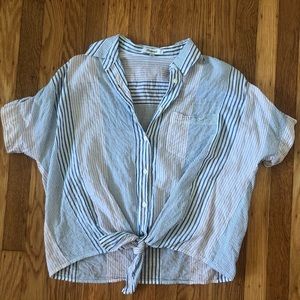 Madewell Striped Front-Tie Top